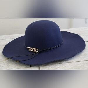Navy Blue Wide Brim Hat Size 7